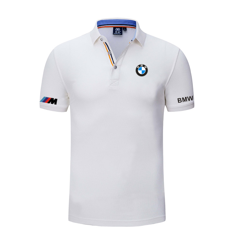 2022 Polo BMW M Power Homme Coton avec Liseré Tricolore au Col et Aux Manches